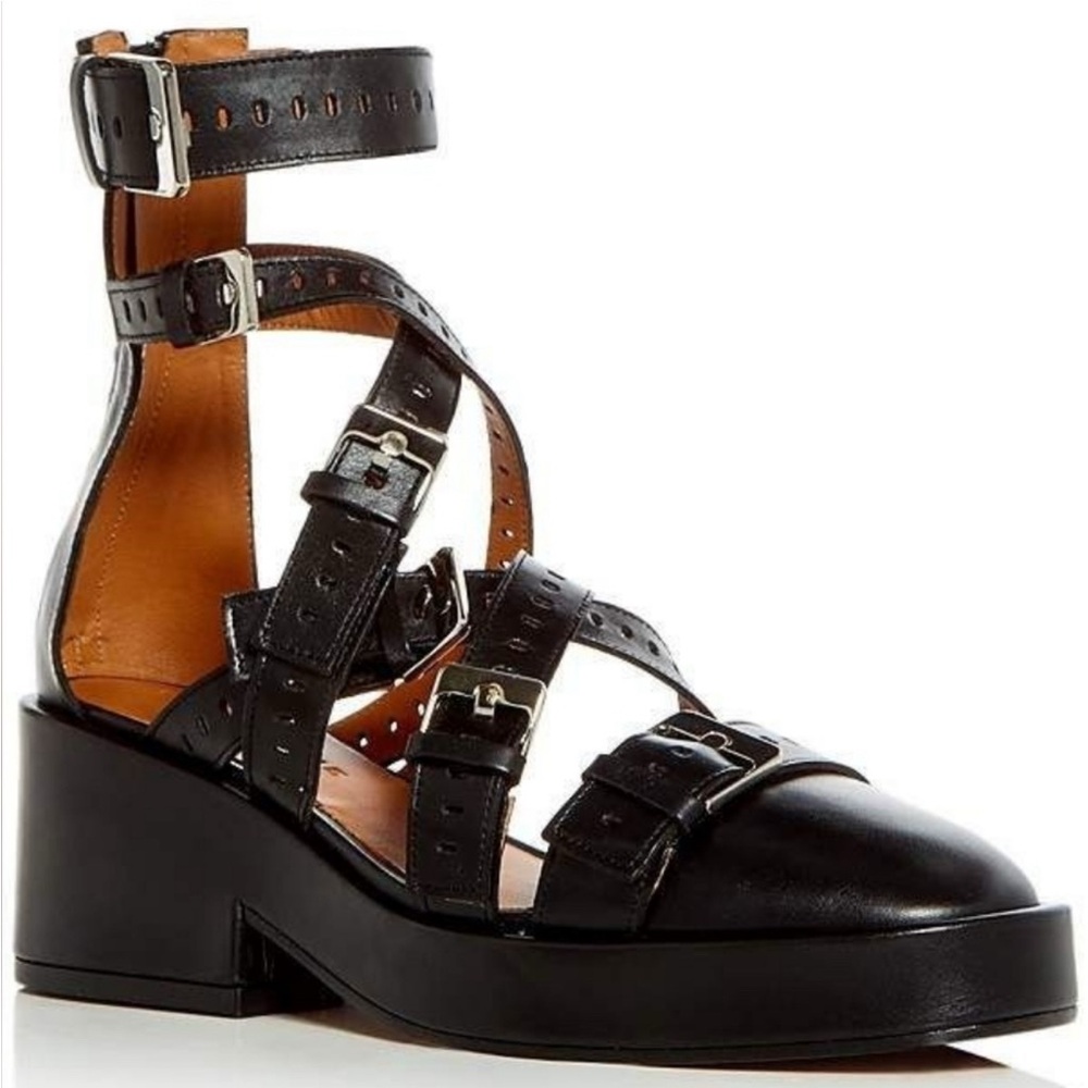 Robert Clergerie 'Prim' gladiator ballet style platform heels black 38.5. SZ 8